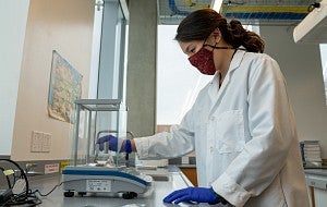 student in lab