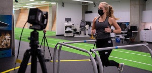 Woman running on treadmill in Bowerman Sports Science Center