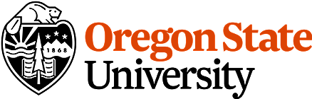 A black and white crest with a beaver and the words Oregon State University