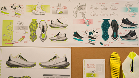 A design board of a wearable shoe sensor from master's product design student Gabi Lorenzo